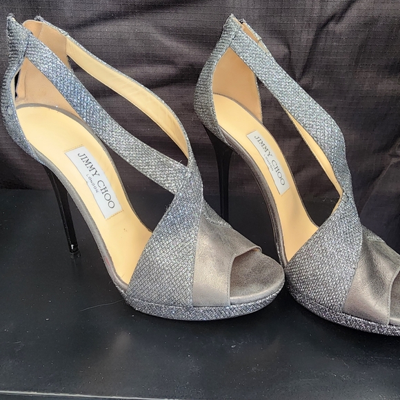 Jimmy Choo Stiletto Heels, Gray & Black, Sparkling, 5" heel, Size 30 (8.5 US) - Picture 8 of 13